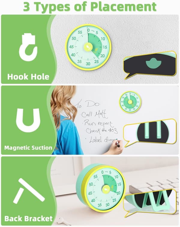 Visuell Timer Barnetimer, 60 Minutters Visuell Timer, Bordtimer for Barn, Visuell Timer, Klasseromstimer