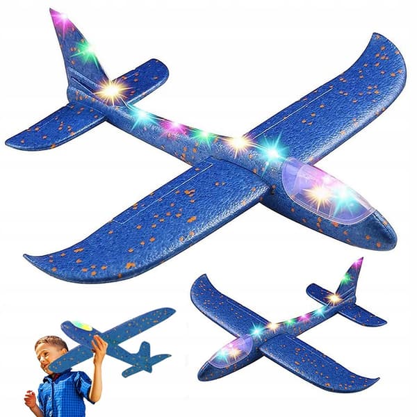 Stor LED-skumfly 47 cm – Glider med LED-lys blå