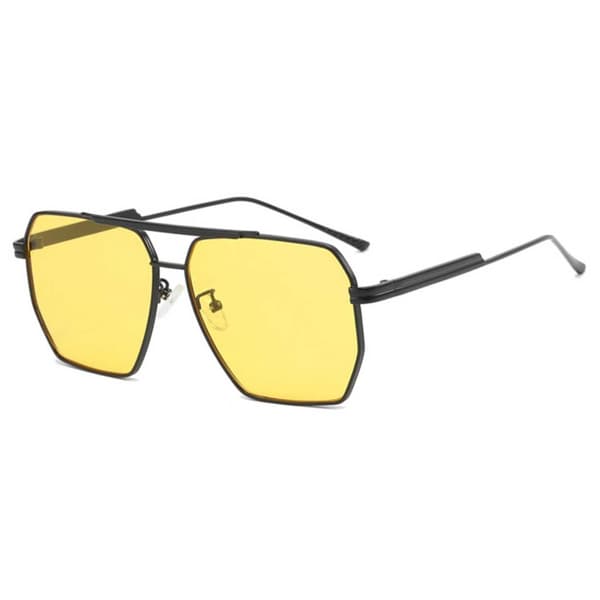Moderne Pilot Aviator Solbriller Svart Gule Linser Svart black