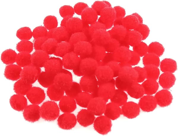 Pom-Pom Bolde, 100200 stk. 8mm Håndværk Små Mini Pomponer til Håndværk - Rød Farve
