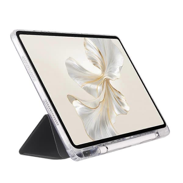 Fodral till Honor Pad 9, Tri-Fold Ställ Läder+TPU+Akryl Klar Baksida Tablet Skydd