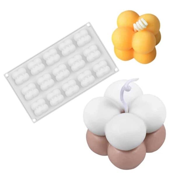 Stearinlysform 15 stk minikuber - Silikon DIY Stearinlys 4cm hvit white