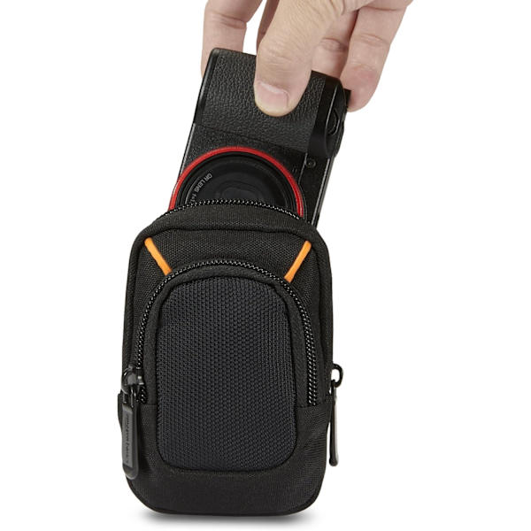 Mellem Kompakt Digitalkamerataske med Indvendig Polstring til 10,2x6,1x2,5 cm Kameraer, Solid, Sort