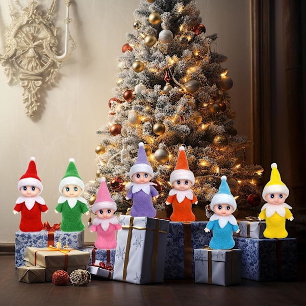 Elf-tillbehör Baby, Liten Jultomte Flick- och Pojedocka för Julgåva (Röd)