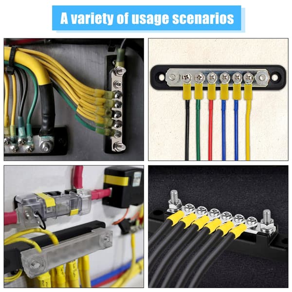 Distributionsplint, samlingsskena med 6 elektriska klämmor, samlingsskena med lock, hållbar och pålitlig plint