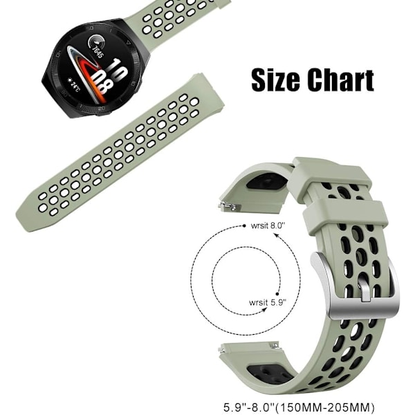 Armband Kompatibel med Huawei Watch GT2e, Sport Vattentät Mjuk Silikon Ersättningsarmband Ljusgrön-svart