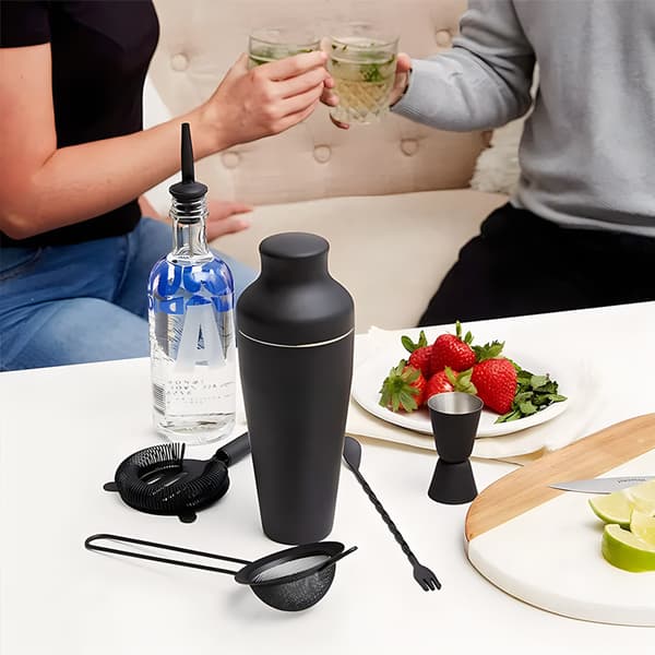 700ml 8-delt Cocktail Shakersæt - Mat Sort - Rustfrit Stål Sort Pure black