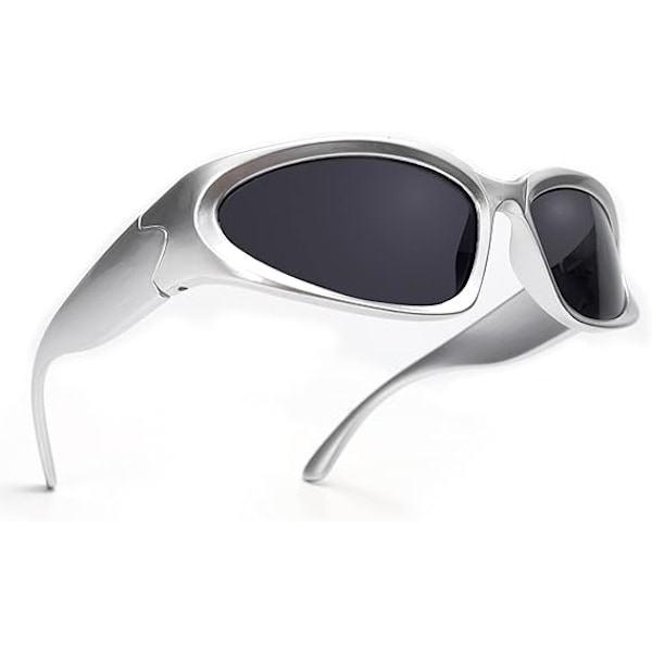 Trendiga omslutande solglasögon för män och kvinnor, snabba ovala mörka futuristiska solglasögon, nyanser, glasögon