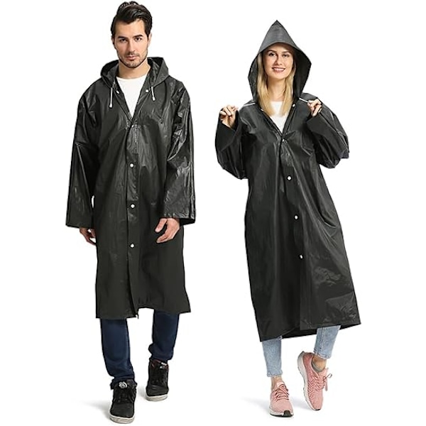 2-pack Regnrockar för Vuxna Återanvändbara, EVA Regnponchos Lättvikts Regnrock Vattentät Regnkläder för Män och Kvinnor