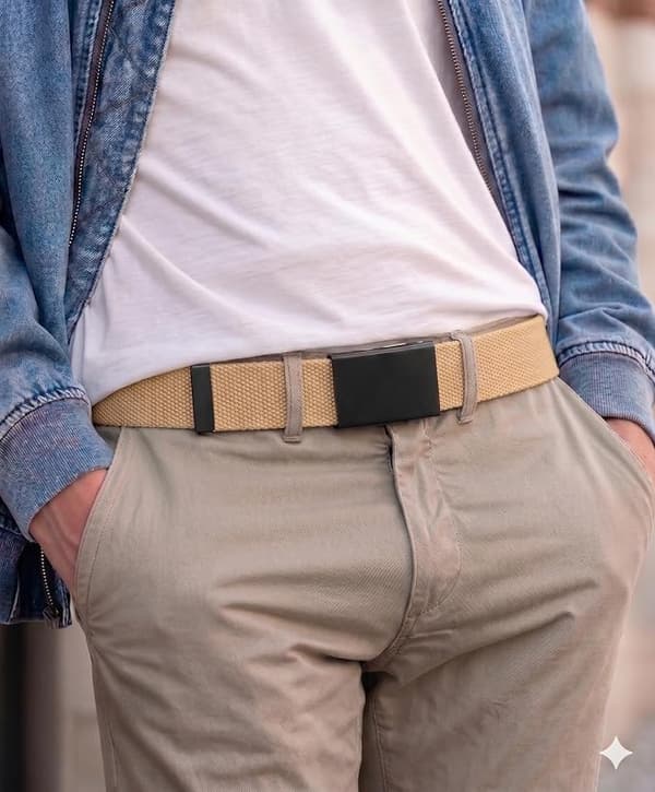 1 STK 130CM Webbing Bælte, Justerbart Åndbart Lærredsbælte Uden Huller Justerbart Design Afslappet Bælte Khaki Khaki 130cm