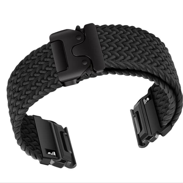 Elastisk vævet nylonrem kompatibel med Garmin Fenix 8/7X Pro/955/965 Quick Release magnetisk spænde sort 22 mm sort 22 mm Black