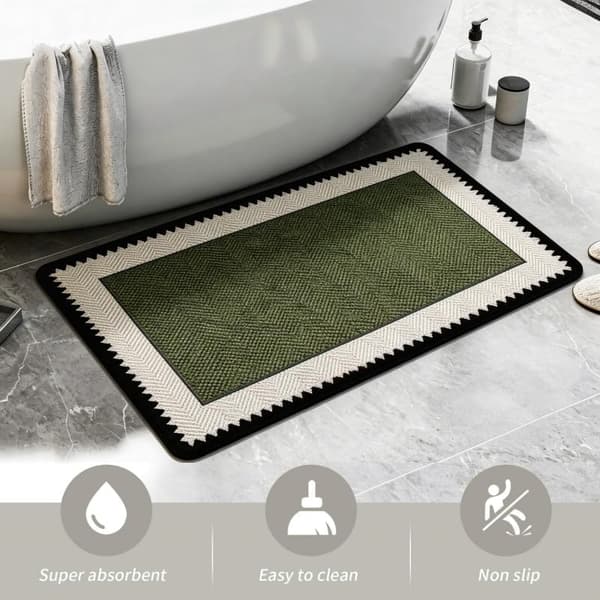 1 st mörkgrön absorberande halkfri golvmatta för badrum och kök - 60*90 cm moln Cloud 60*90cm