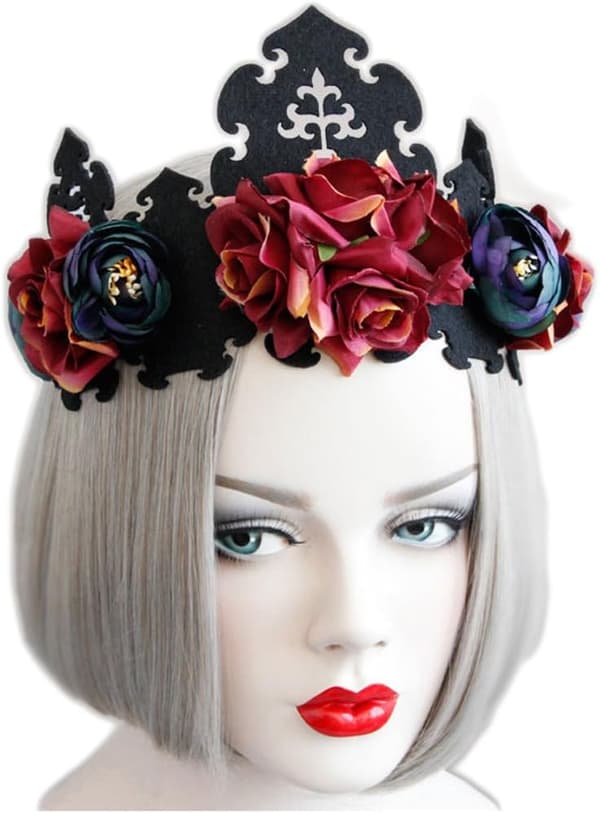 Blomsterkrone Dronning Girlander Dame Julehodeplagg Halloween Cosplay Pannebånd Fancy Fest Elastisk Kunstig Blomster Sminkedekor