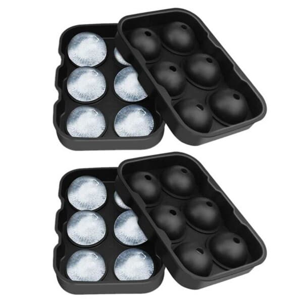 2-pakning 6 runde isbiter silikon isform isballer svart black