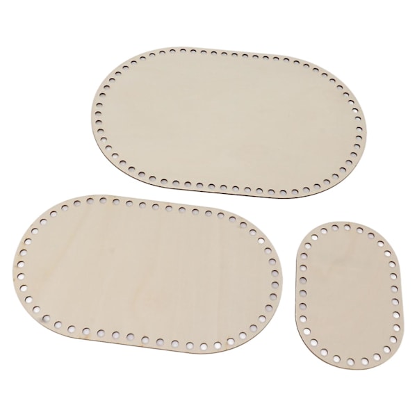 3 st Träkorgbotten Oval Blank Solid Virkad Korg Träbas för DIY Korgvävningstillbehör Hantverk