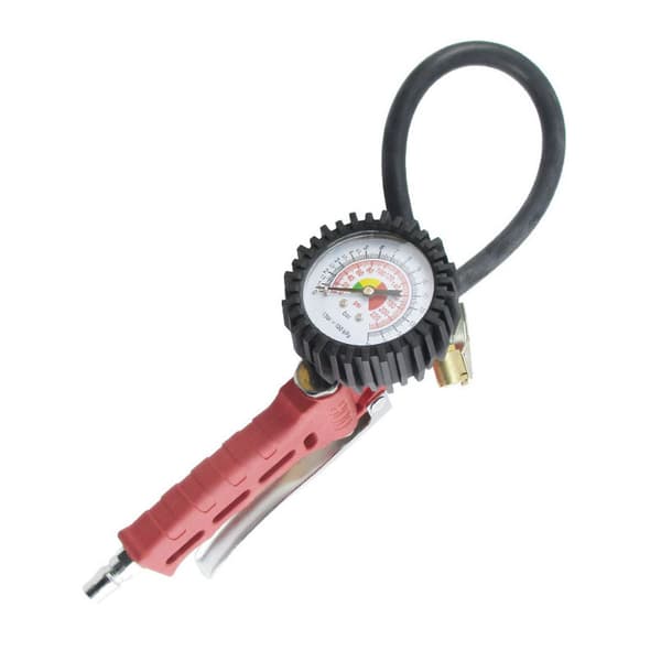 Professionell däcktryckspistol med tryckregulator 35 cm slang, Noggrann tryckmätning, Två tryckenheter markerade