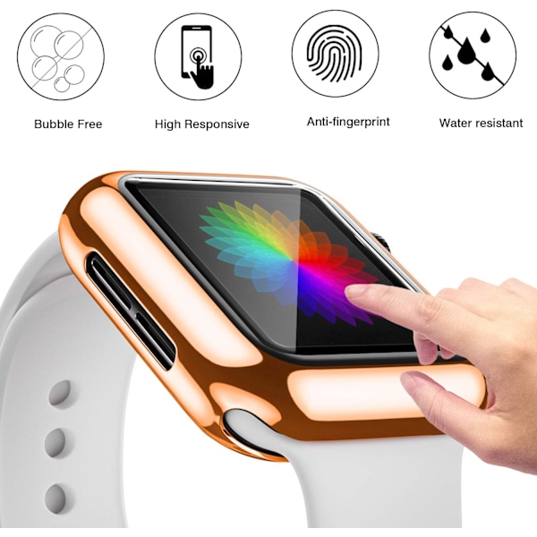 3-pack Skal Kompatibelt med Apple Watch Series SE 6/5/4 40mm Skärmskydd, Fulltäckande Skyddsskal, Klar/Roséguld/Rosa