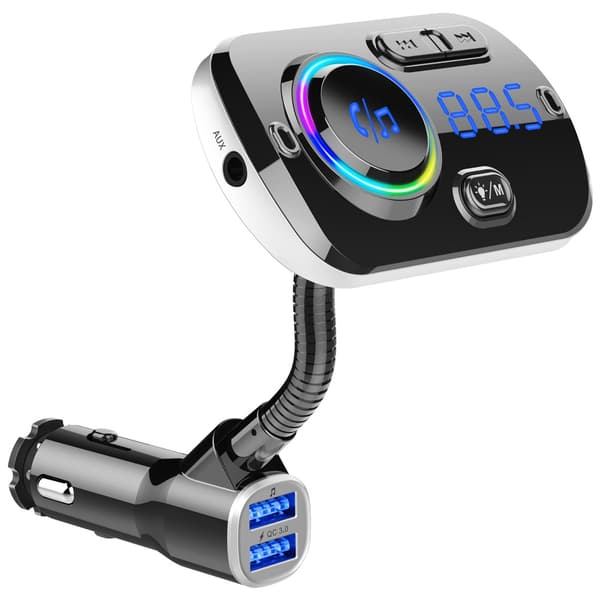 INF Trådløs FM-sender til bil LED 7 farver QC3.0 Hurtigoplader