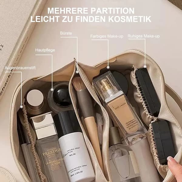 Stor rejsetaske til makeup, lædertaske til makeup white