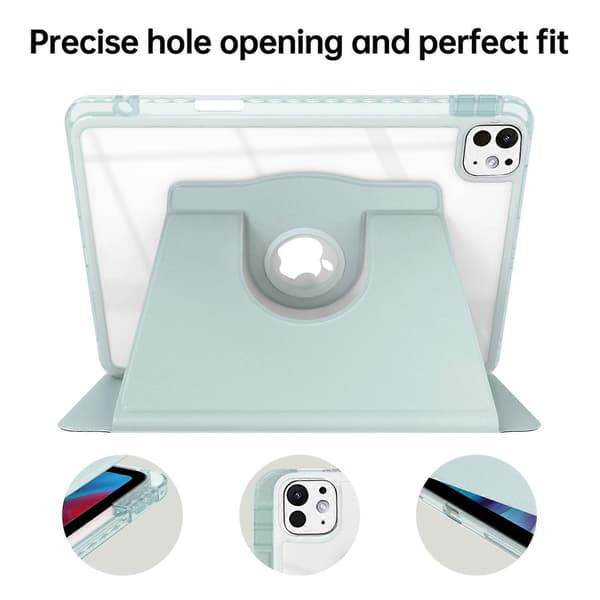 Etui til iPad Pro 13 (2024) PU Læder+Akryl+TPU Roterende Klar Tablet Cover Auto Væk/Sov