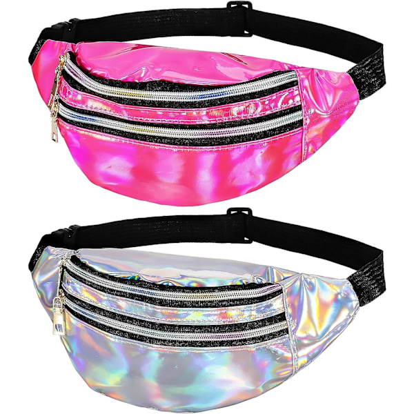 2-pack Glänsande Midjeväska - Holografisk Festivalväska