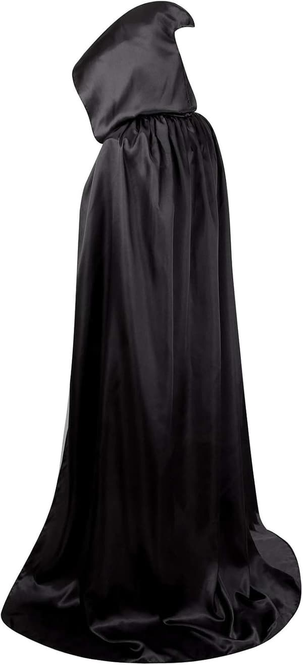 Unisex voksen hættekappe i fuld længde Halloween julekostumefestkappe Størrelse 110 cm Sort 110CM/43" Black