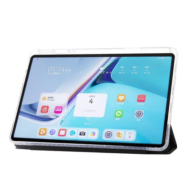 Fodral för Huawei MatePad SE 11 Tri-Fold Ställ Läder+TPU+Akryl Klar Baksida Tablet Skydd