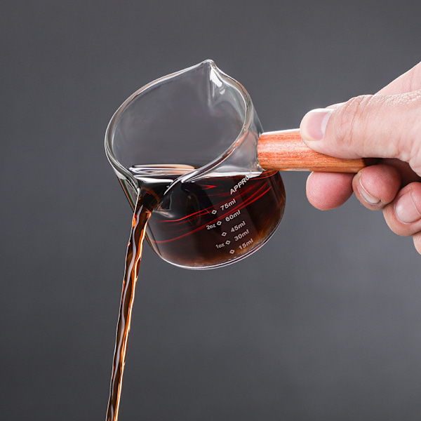 Espresso Koppar Set om 2, 100ML Dubbla Pipar Koppar, Espresso Shotglas, Mjölkkopp med Handtag, Klar