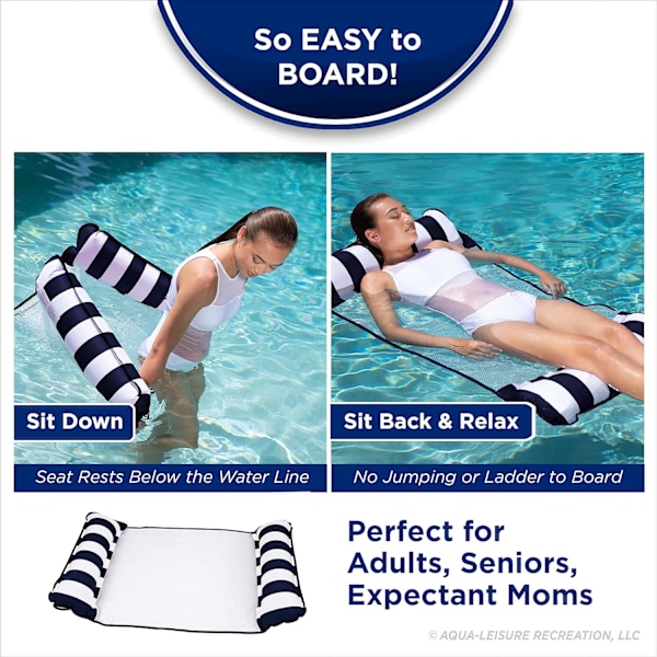 4-i-1 Monterey Hängmatta Pool Float & Vattenhängmatta – Mångsidig, Uppblåsbar Pool Float för Vuxna – Patenterat Tjockt, Icke-Klibbigt PVC-Material
