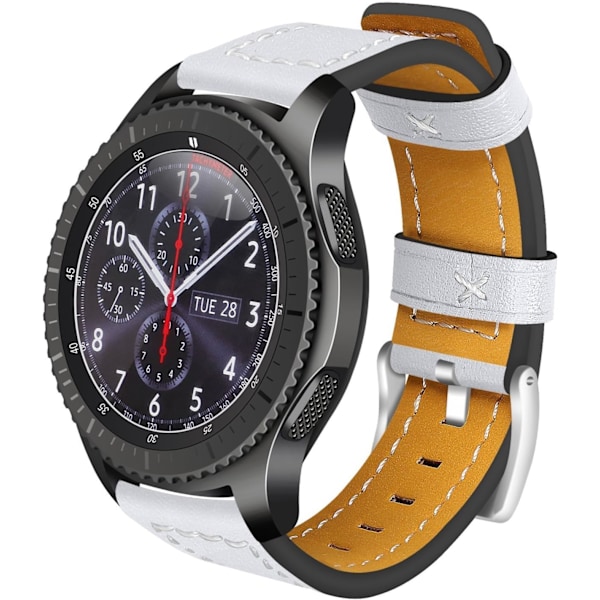 Kompatibel för Huawei Watch GT3/GT3 Pro 46mm Armband Läder, 22mm Snabbfäste Klockarmband Mjukt Sport Ersättningsarmband Vit