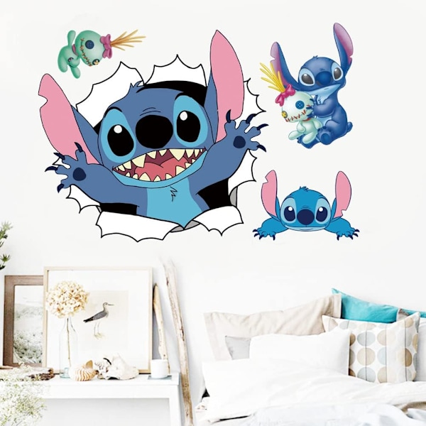 3D Nya Tecknade Väggdekaler Söta Flickor Väggdekal Självhäftande Väggklistermärke för Flickrum Sovrum Vardagsrum Konst Heminredning（45X60cm）