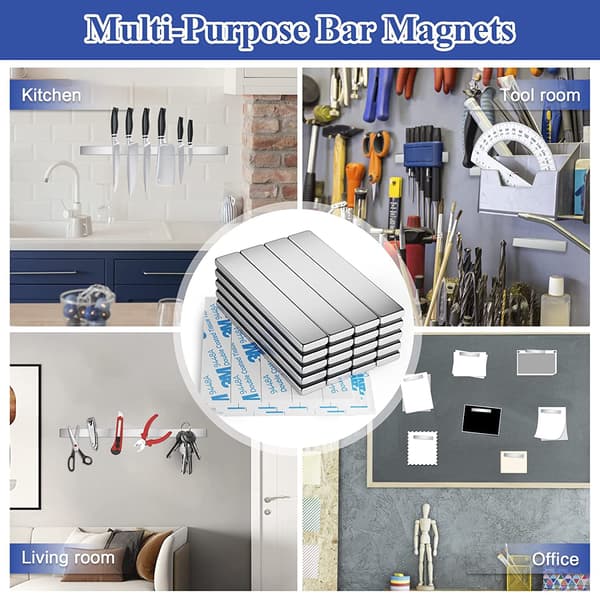 20-pack Starka Magneter, 60 x 10 x 3 mm Magnetiska Remmar, Neodymmagnet, Extremt Kraftfull Kylskåpsmagnetisk Stång för Multifunktion