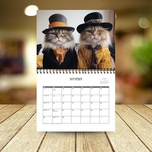 2025 Snygg Kattkalender, 12 månaders kalender, söt kattkalender, 2025 kalender