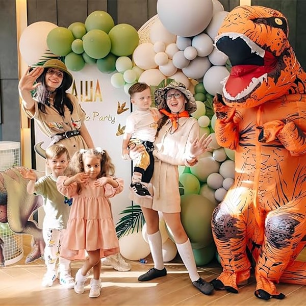 Dinosauriekostym för vuxna Uppblåsbar T-REX Kostym Rolig Halloween Dinosauriekostym Party Cosplay Maskerad Jumpsuit, Brun