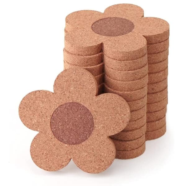 12 stk. Stilige coasters for drikke, absorberende og gjenbrukbart coastersett 10 cm kork blomsterformede coasters For-dwdz