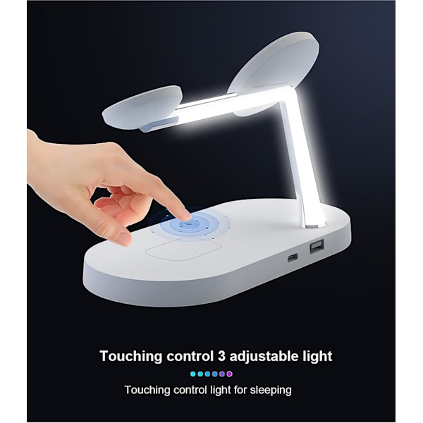 3-i-1 Trådlös Laddare 15W Snabb Trådlös Laddningsstation för iPhone 16/15/14/13/12, Apple Watch och AirPods Flera Enheter