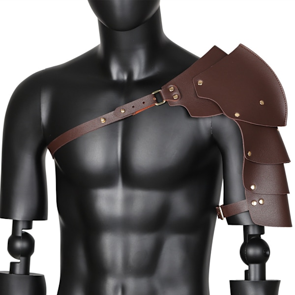 Läder Pauldrons Spaulders Medeltida Axelskydd Viking Kostym Riddare Krigare Cosplay Larp Tillbehör Halloween Rekvisita För Män Dark brown Left