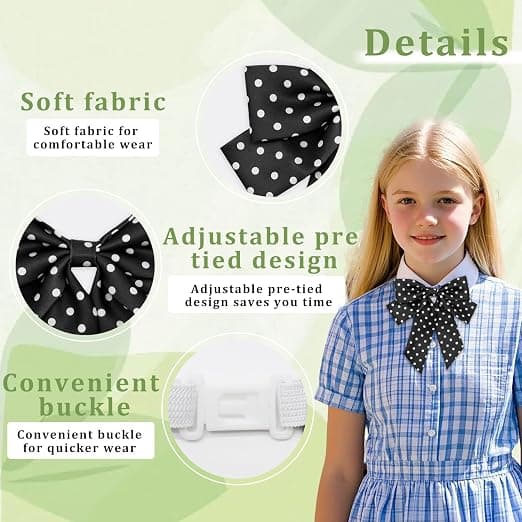 Sort Polka Dot JK Sløjfe, Justerbar Rem Sløjfe Halsbind til Japansk Skoleuniform Cosplay Tilbehør Black