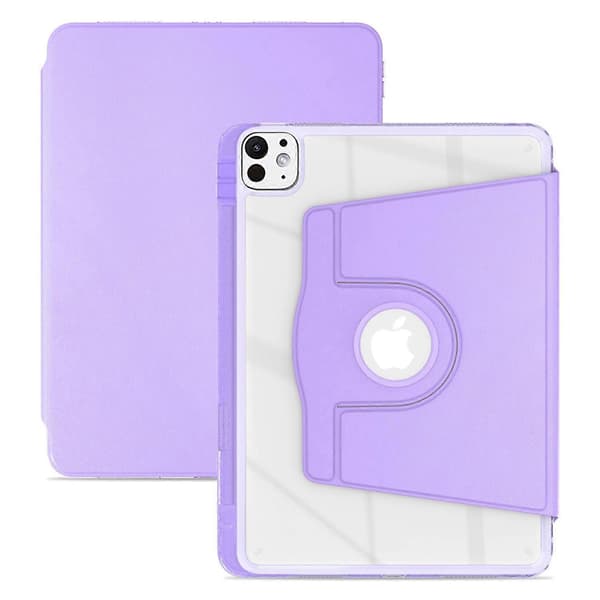 Etui til iPad Pro 13 (2024) PU Læder+Akryl+TPU Roterende Klar Tablet Cover Auto Vågn/Sov