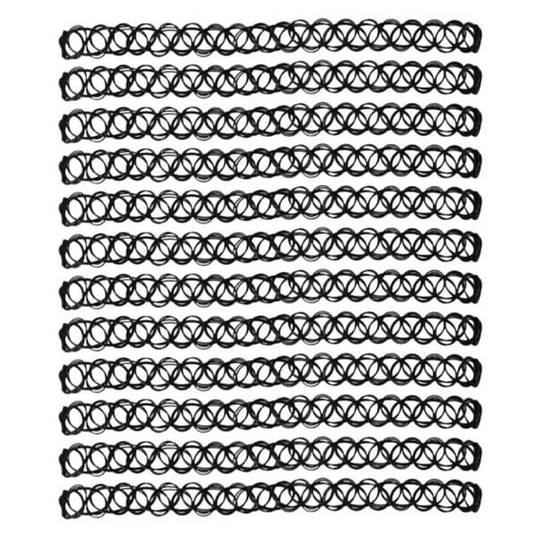 12-pack Svart Choker Halsband Stretch Spets svart black