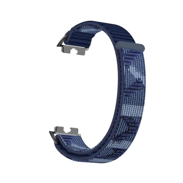Stilig nylonrem til Huawei Band 10/9/8 med metalladaptere Blå Blue