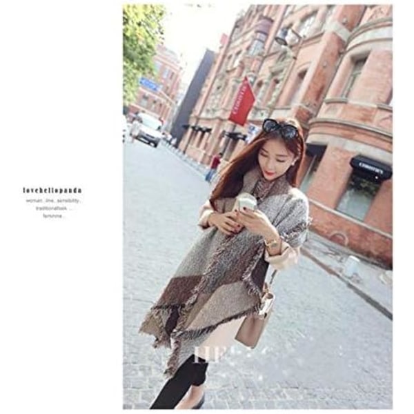 Stor Överdimensionerad Sjal Pashmina Wrap Poncho Tjock Stil Sjal Patchwork Cape Sjal för Kvinnor