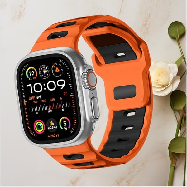 Stilren silikonrem til Apple Watch 42/44/45/46/49mm Oransje Orange