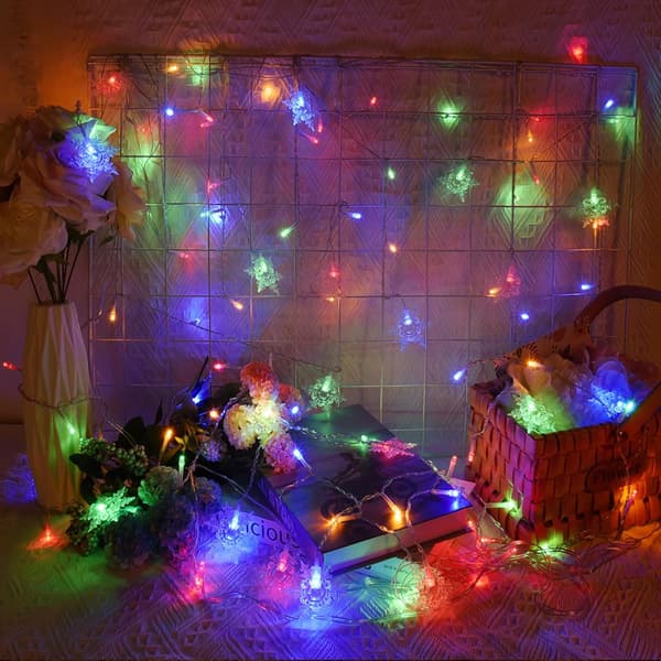 LED Stjernelys, 4M 96 LED Gardinlys, 8 Lysmoduser for Fest, Hage, Jul, Bryllup