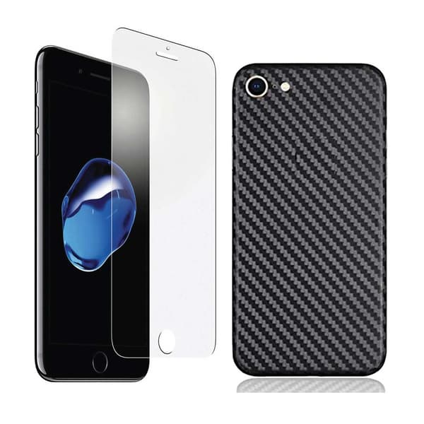 iPhone X Skärmskydd + Kolfiber Baksidesskydd transparent
