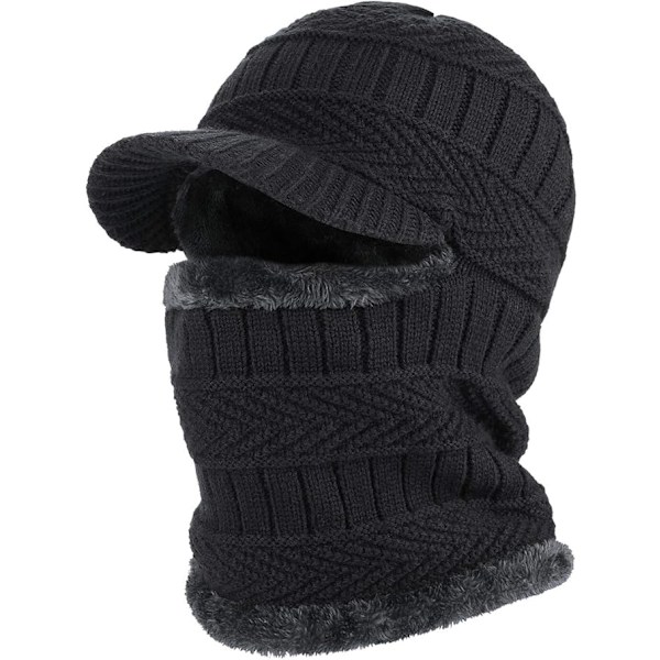 Vinterstickad Balaclava-hatt med Flexibel Halsvärmare, Vindtät Varm Unisex för Utomhussporter
