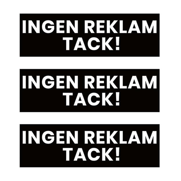 3 kpl Ei mainoksia kiitos -tarra, musta 3,5x10,5cm black