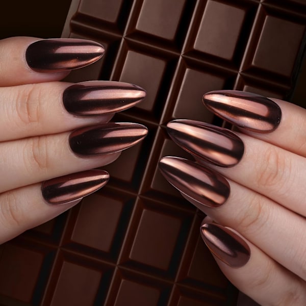 Krom Nagelpulver - Kaffe Choklad Effekt Nagelkonst Spegel Krom Nagelpulver, Brunt Metalliskt Spegel Krom Pulver Pigment
