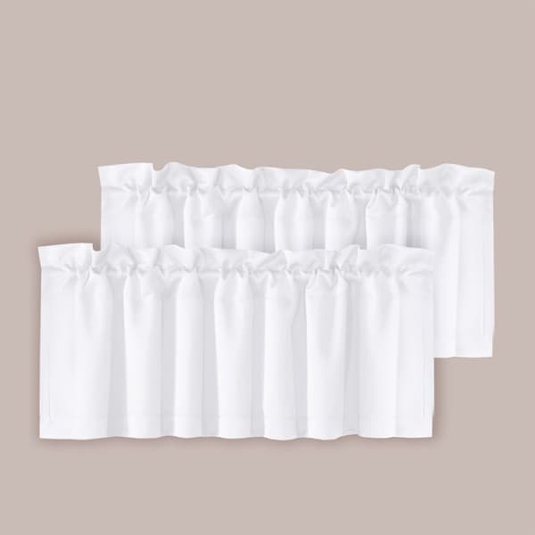 Mørkleggingsgardiner, sett med 2 – korte vindusgardiner i polyester for soverom, stue, hvit White