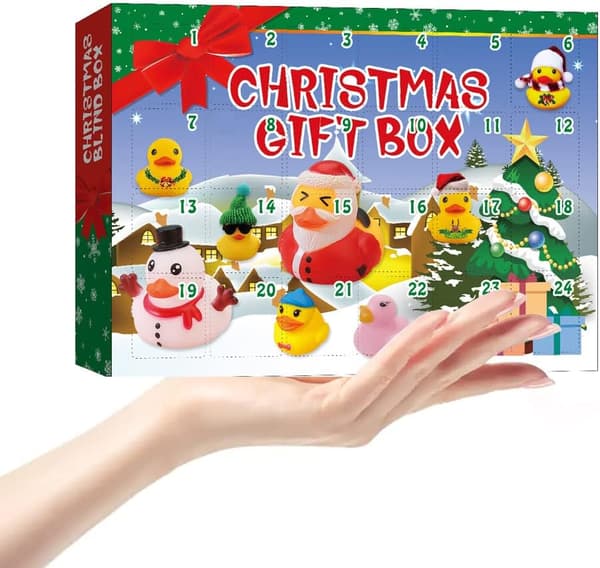 Julekalender Gummiænder Badelegetøj Jule Blind Box Legetøjsænder Miniænder til Festdekoration Krydstogtsænder Gummiænder i Bulk - 24 stk